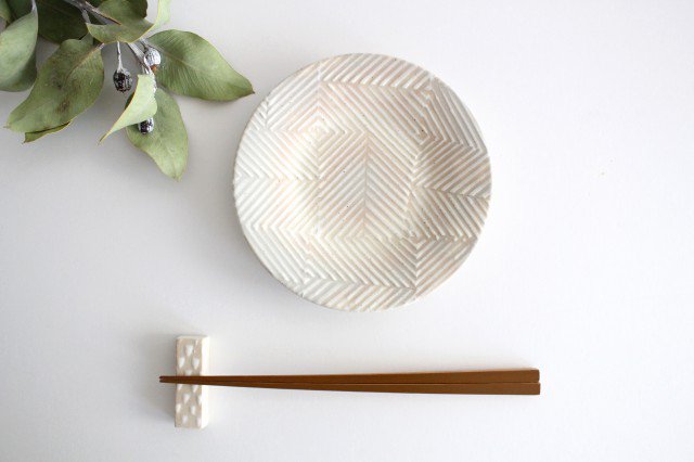 ORIME Round Plate Herringbone White 12cm/4.7in | Hasami Ware