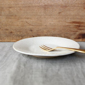 ORIME Round Plate Herringbone White 12cm/4.7in | Hasami Ware