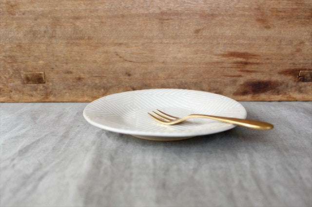 ORIME Round Plate Herringbone White 12cm/4.7in | Hasami Ware