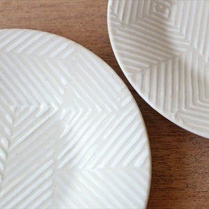 ORIME Round Plate Herringbone White 12cm/4.7in | Hasami Ware