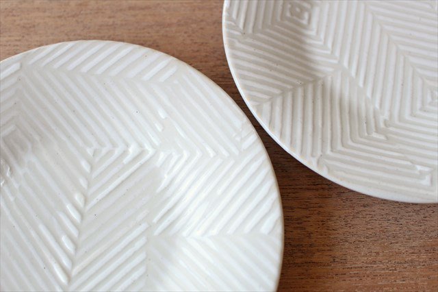 ORIME Round Plate Herringbone White 12cm/4.7in | Hasami Ware