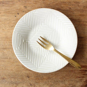 ORIME Round Plate Herringbone White 12cm/4.7in | Hasami Ware