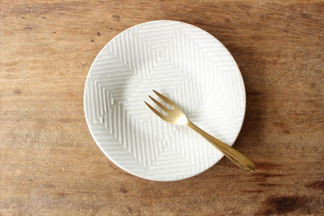 ORIME Round Plate Herringbone White 12cm/4.7in | Hasami Ware