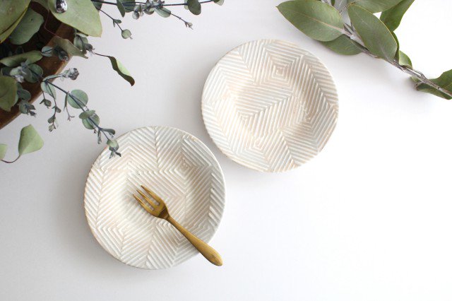 ORIME Round Plate Herringbone White 12cm/4.7in | Hasami Ware