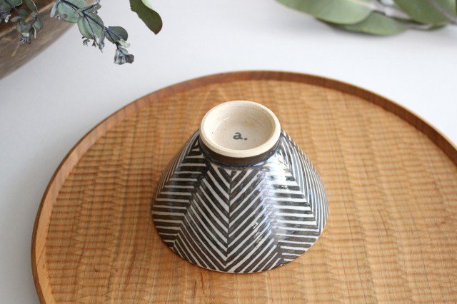 Tea bowl herringbone brown pottery ORIME Hasami ware