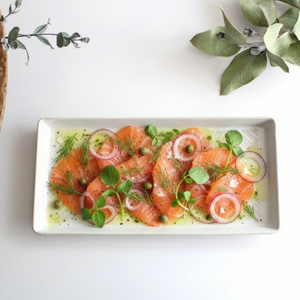 ORIME Rectangle Plate Herringbone White | Sushi Plate Hasami Ware