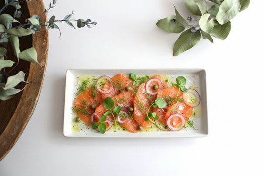 ORIME Rectangle Plate Herringbone White | Sushi Plate Hasami Ware