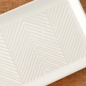 Long square plate herringbone white pottery ORIME Hasami ware