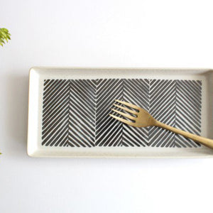 ORIME Rectangle Plate Herringbone Brown | Sushi Plate Hasami Ware