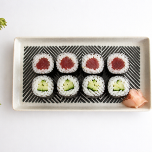 ORIME Rectangle Plate Herringbone Brown | Sushi Plate Hasami Ware