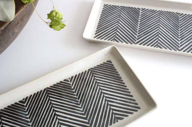 ORIME Rectangle Plate Herringbone Brown | Sushi Plate Hasami Ware