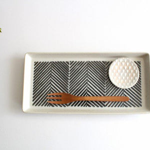 ORIME Rectangle Plate Herringbone Brown | Sushi Plate Hasami Ware