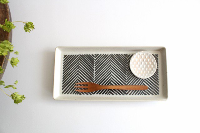 ORIME Rectangle Plate Herringbone Brown | Sushi Plate Hasami Ware