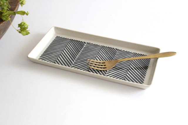 ORIME Rectangle Plate Herringbone Brown | Sushi Plate Hasami Ware