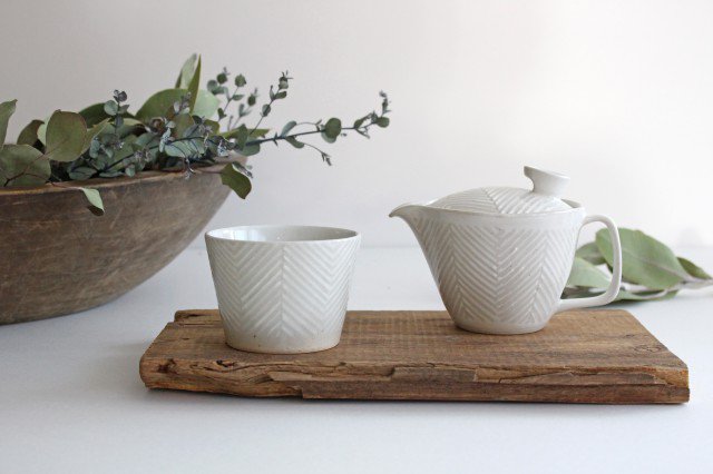 ORIME Soba Choko Herringbone White | Free Cup Hasami Ware