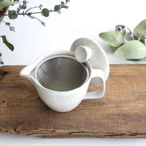 ORIME Japanese Teapot Herringbone White Small | Kyusu Hasami Ware