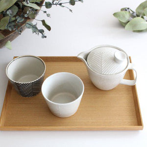 ORIME Japanese Teapot Herringbone White Small | Kyusu Hasami Ware