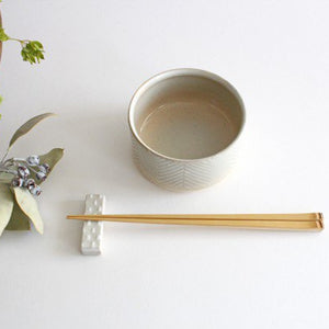 Bowl Herringbone White Pottery ORIME Hasamiyaki