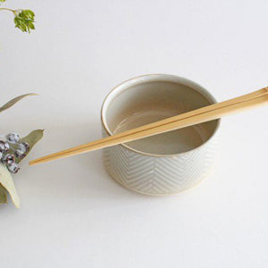 Bowl Herringbone White Pottery ORIME Hasamiyaki