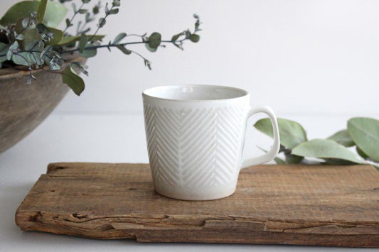 Mug herringbone white pottery ORIME Hasami ware