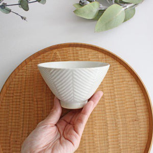 Tea bowl herringbone white pottery ORIME Hasami ware