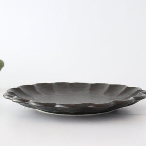 Chrysanthemum Shape Plate Black  24cm/9.4in | Mino Ware