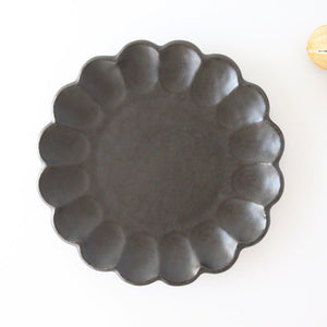 Chrysanthemum Shape Plate Black  24cm/9.4in | Mino Ware