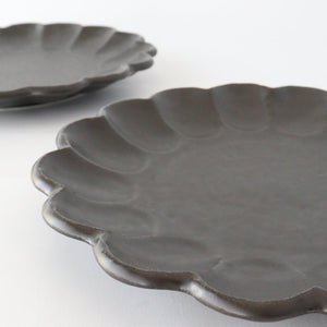 Chrysanthemum Shape Plate Black  24cm/9.4in | Mino Ware