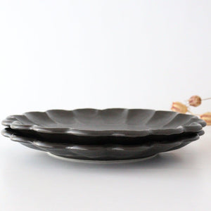 Chrysanthemum Shape Plate Black  24cm/9.4in | Mino Ware