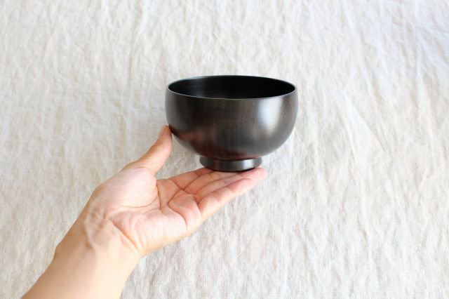 Shirasagi Bowl M Jet Black Sakura Shirasagi Woodworking