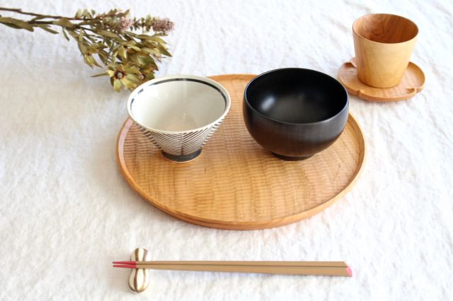 Shirasagi Bowl M Jet Black Sakura Shirasagi Woodworking