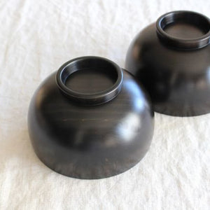 Shirasagi Bowl M Jet Black Sakura Shirasagi Woodworking