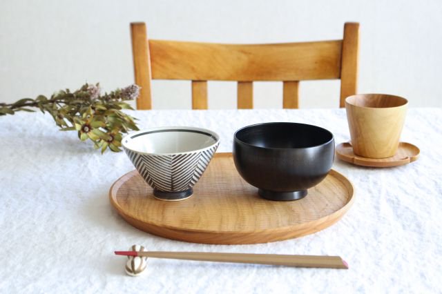 Shirasagi Bowl M Jet Black Sakura Shirasagi Woodworking