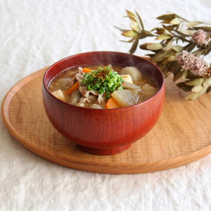 Shirasagi Woodworking  Soup Bowl Red Sakura M | Lacquerware