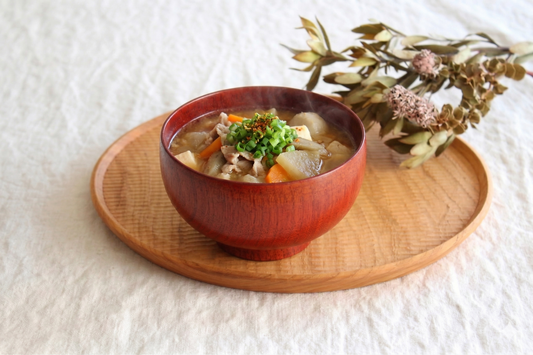 Shirasagi Woodworking  Soup Bowl Red Sakura M | Lacquerware