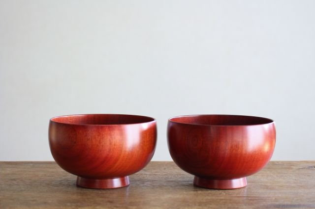 Shirasagi Woodworking  Soup Bowl Red Sakura M | Lacquerware