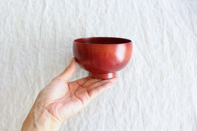 Shirasagi Woodworking  Soup Bowl Red Sakura M | Lacquerware