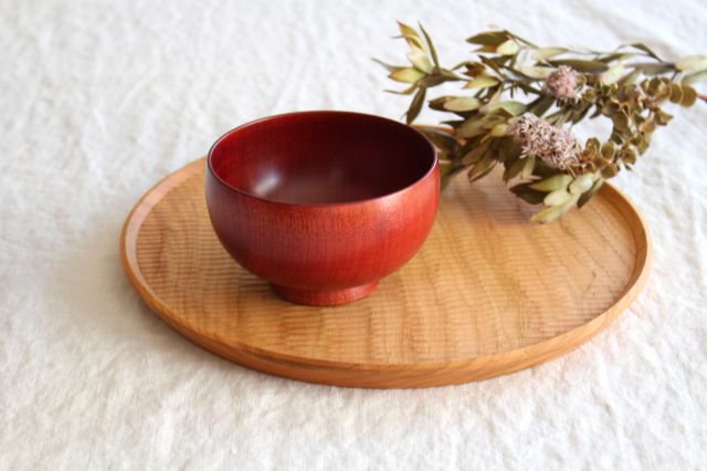 Shirasagi Woodworking  Soup Bowl Red Sakura M | Lacquerware