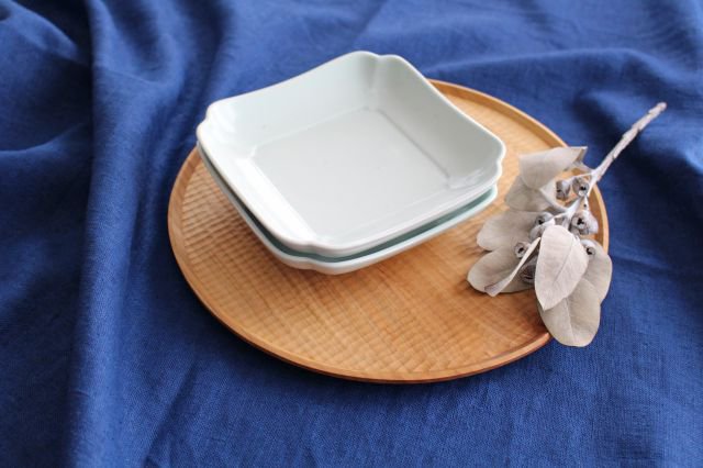 Cucumber square plate, earthen ash, square square, porcelain, arbor