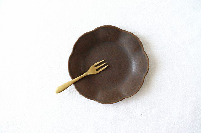 Furutani Seitosho Flowershaped Plate Brown Small