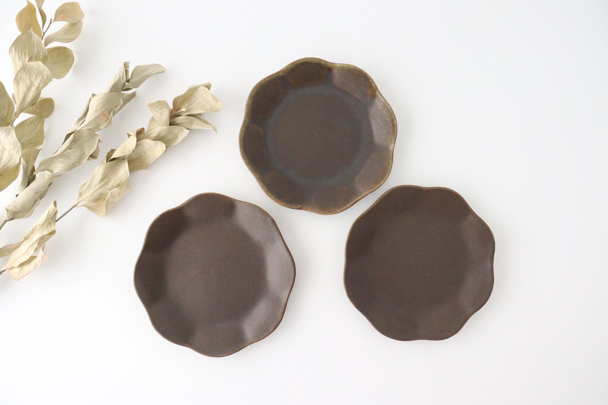 Furutani Seitosho Flowershaped Plate Brown Small