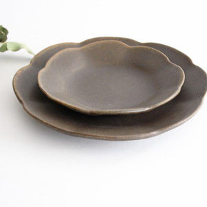 Rust glaze ring flower plate medium pottery Furuya Seisho
