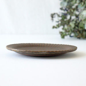 Rust glaze ruffle plate S pottery Furuya Seisho
