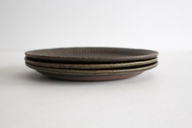 Rust glaze ruffle plate M pottery Furuya Seisho