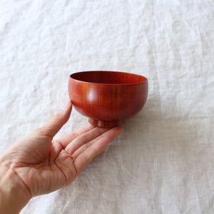 Shirasagi Woodworking  Children's Soup Bowl Red Sakura | Lacquerware