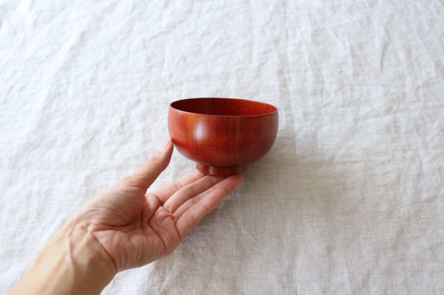 Shirasagi Woodworking  Children's Soup Bowl Red Sakura | Lacquerware