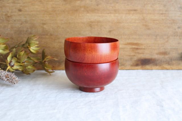 Shirasagi Woodworking  Children's Soup Bowl Red Sakura | Lacquerware