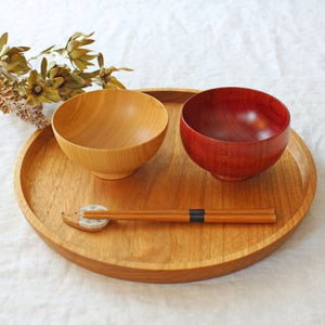 Shirasagi Woodworking  Children's Soup Bowl Red Sakura | Lacquerware