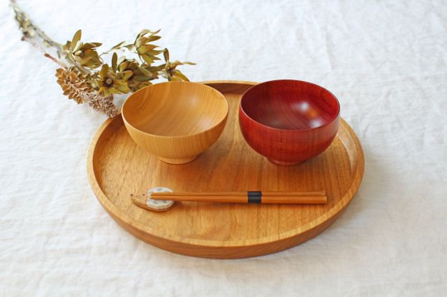 Shirasagi Woodworking  Children's Soup Bowl Red Sakura | Lacquerware