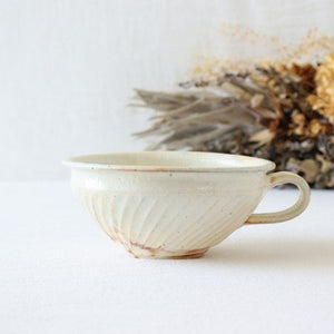 Furutani Seitosho Soup Cup Diagonal Shinogi White